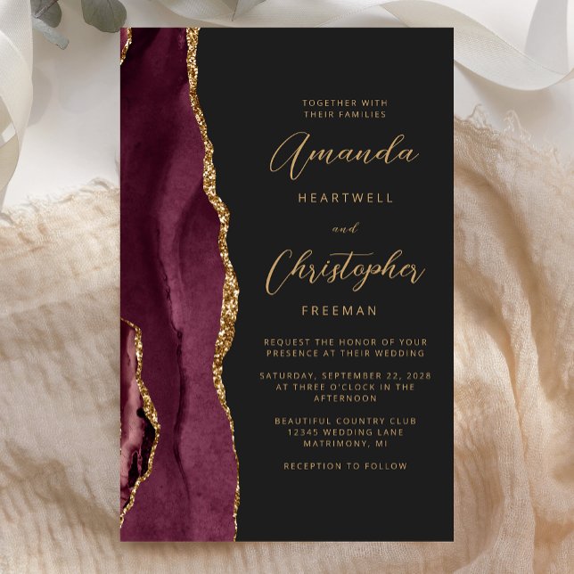 Mariage sombre agate dorée Bourgogne pas cher (Créateur téléchargé)