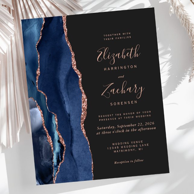 Mariage sombre bleu marine Budget Rose Or Agate (Créateur téléchargé)