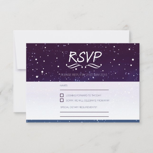 Mariage sous les étoiles RSVP ciel nocturne bleu (Devant)