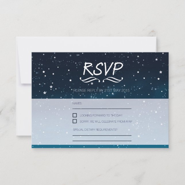 Mariage sous les étoiles RSVP ciel nocturne bleu (Devant)