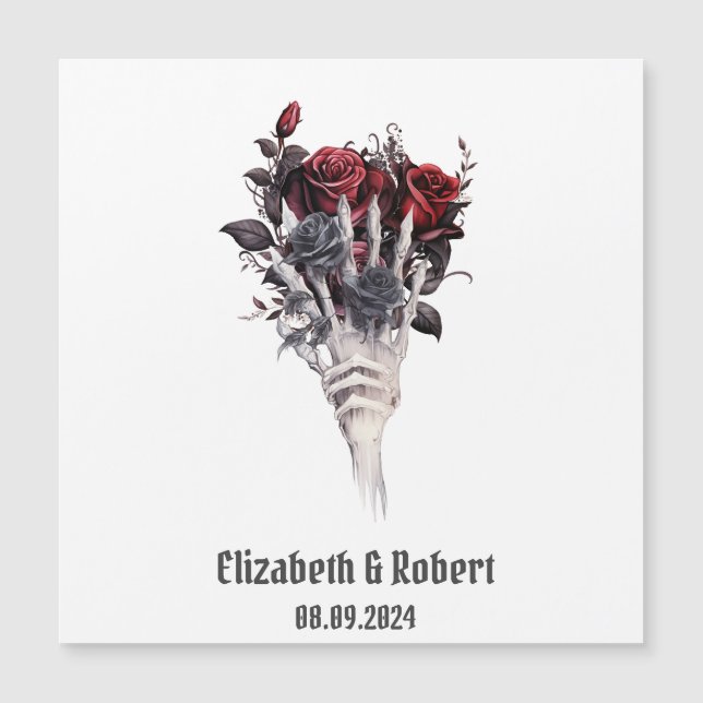 Mariage squelette aux roses rouges gothiques  (Devant)