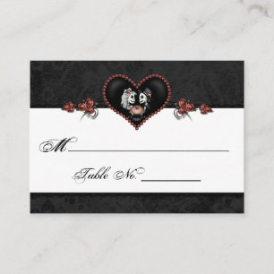 Mariage Squelette Noir & Gris Cartes de Place Coeu