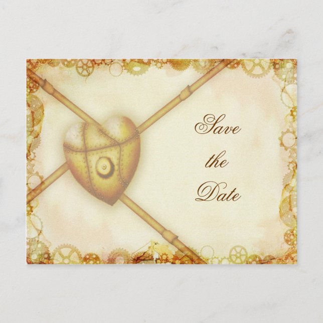 Mariage Steampunk, carte de sauvegarde de la date (Devant)