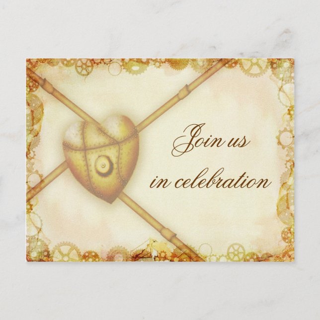 Mariage Steampunk, carte postale invitation (Devant)