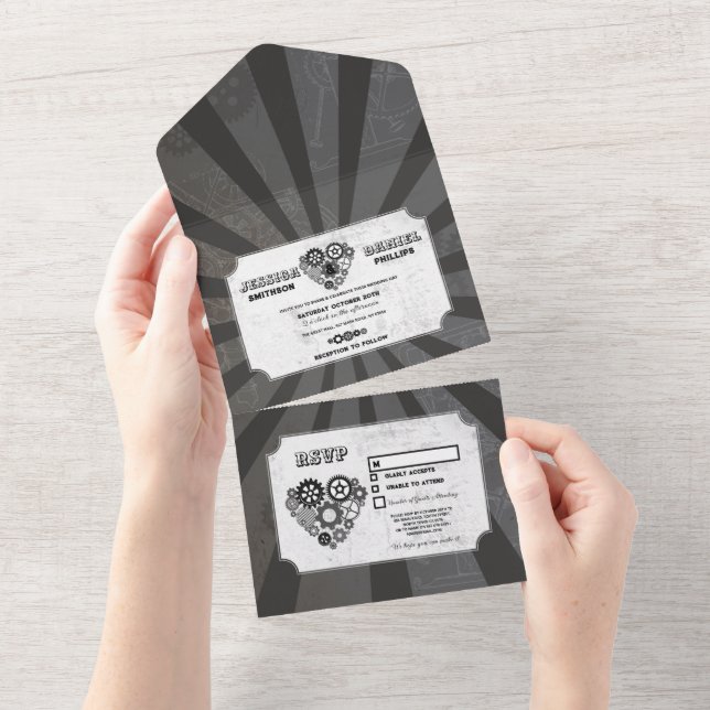 Mariage Steampunk Mariages Coeurs Cog Invitation e (Déchirure)