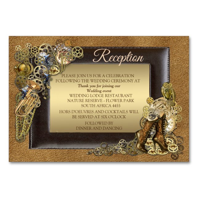 Mariage Steampunk Sur Les Cartes De Réception Sued (Devant)