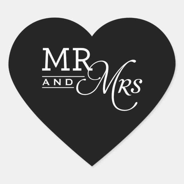 MARIAGE STICKERS m & mrs typographie moderne noir (Devant)