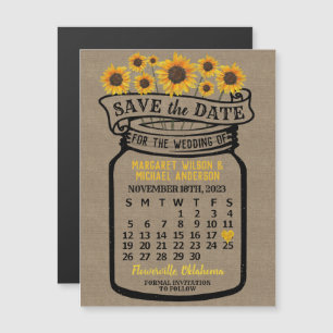 Mariage Sunflowers Jar novembre 2023 Date Magnet