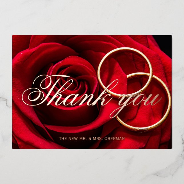 Mariage superposition rose feuille d'or carte de r (Recto)