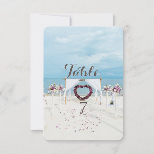 Mariage sur la Plage, Carte de Table de Berceau Fl (Devant)
