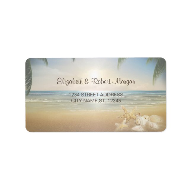 Mariage sur la Plage Coquillages, Étiquette de Mar (Devant)