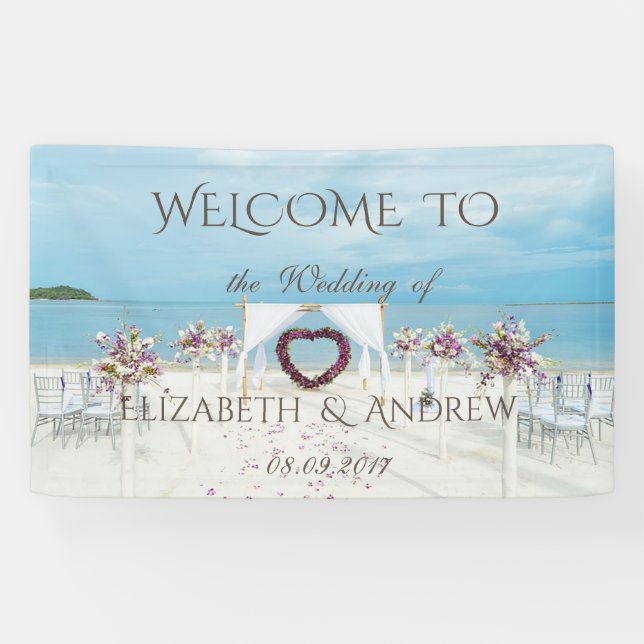 Mariage sur la Plage , Fleurs , Bannière de mariag (Horizontal)