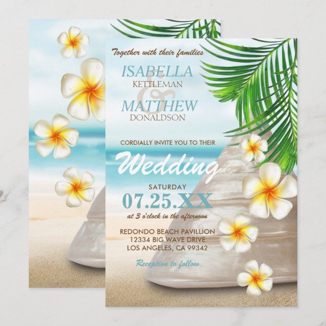 Mariage sur la plage | Invitations (Devant / Derrière)