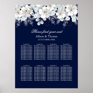 Mariage Tableau de siège Fleur blanche sakura bleu