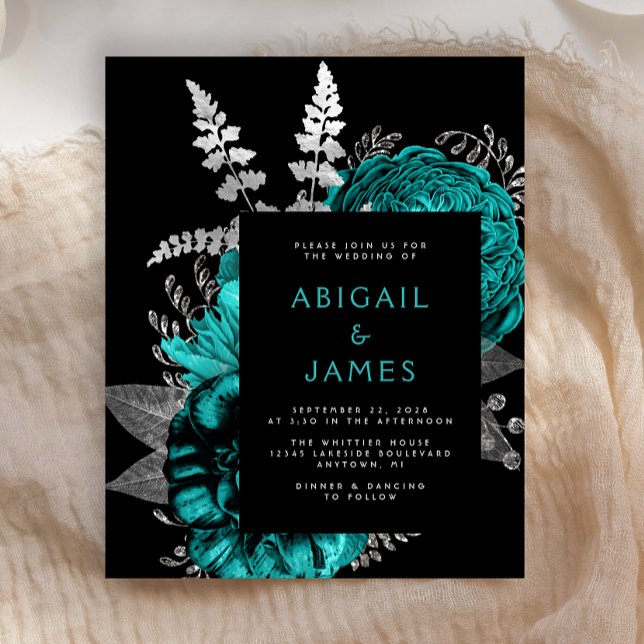 Mariage Teal Floral Sombre Budget Argent (Créateur téléchargé)