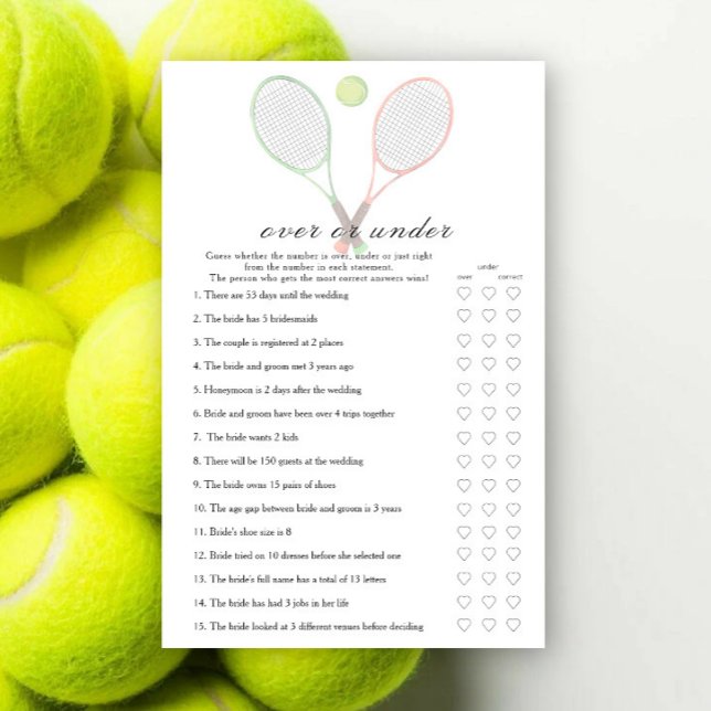 Mariage Tennis Baby shower  Jeu plus ou moins (Créateur téléchargé)