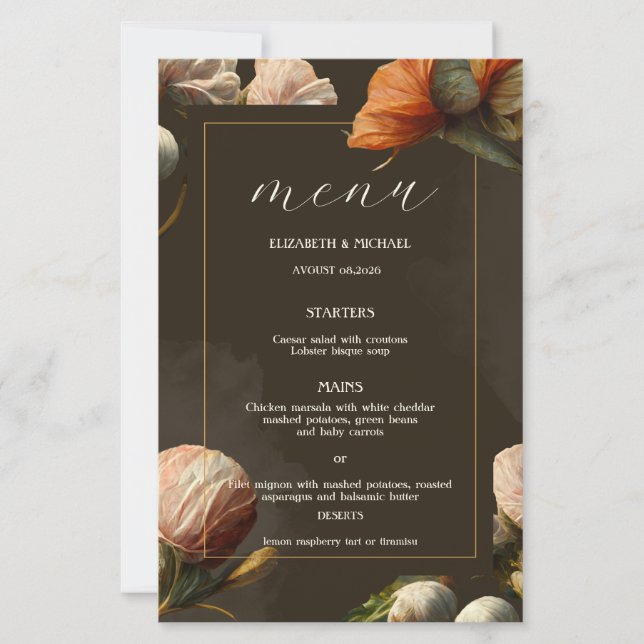 Mariage Terre Cuite Orange Brûlé Floral Marron (Devant)