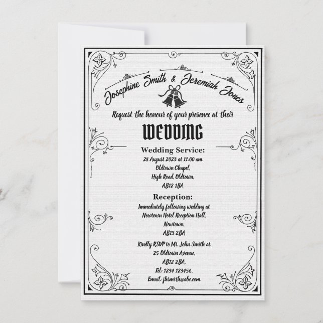 Mariage texturé Bells e Card Invitation (Devant)