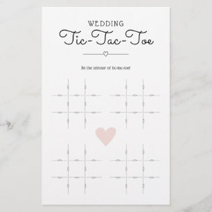 Mariage Tic-Tac-Toe avec Coeur Table Jeu