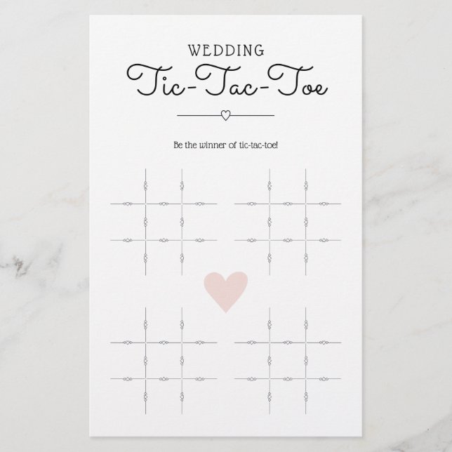 Mariage Tic-Tac-Toe avec Coeur Table Jeu (Devant)
