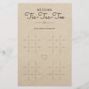 Mariage Tic-Tac-Toe avec Coeur Table Jeu