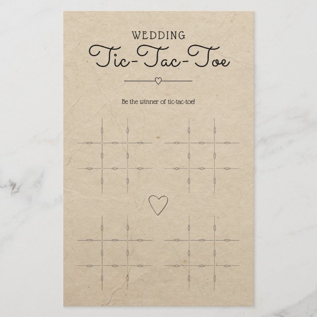 Mariage Tic-Tac-Toe avec Coeur Table Jeu (Devant)