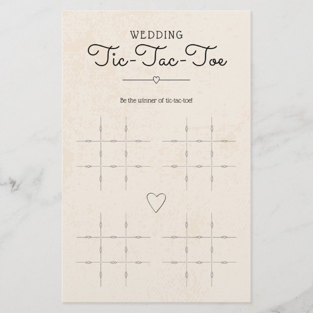 Mariage Tic-Tac-Toe avec Coeur Table Jeu (Devant)