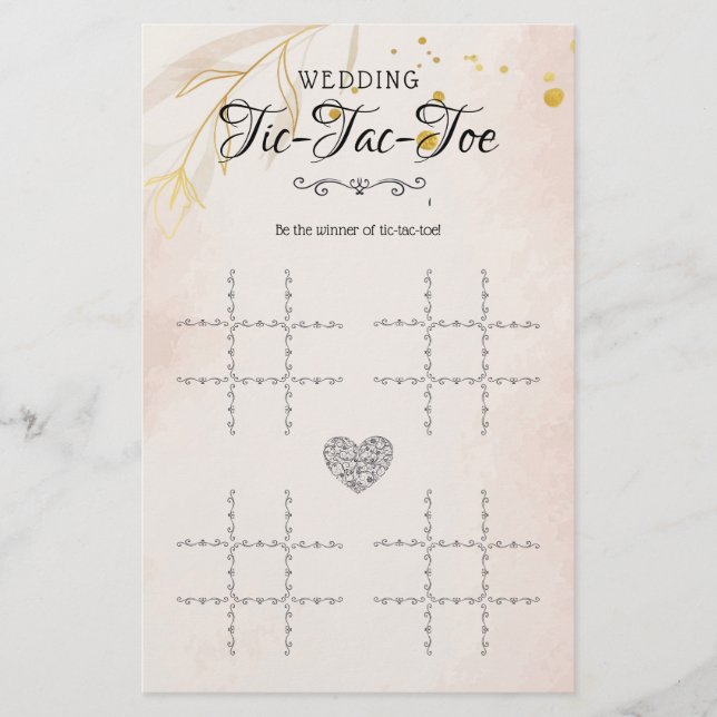 Mariage Tic-Tac-Toe Jeu de table décorative Floral (Devant)