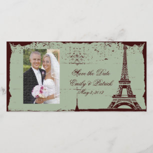 Mariage Tour Eiffel Sauvez la date Carte photo