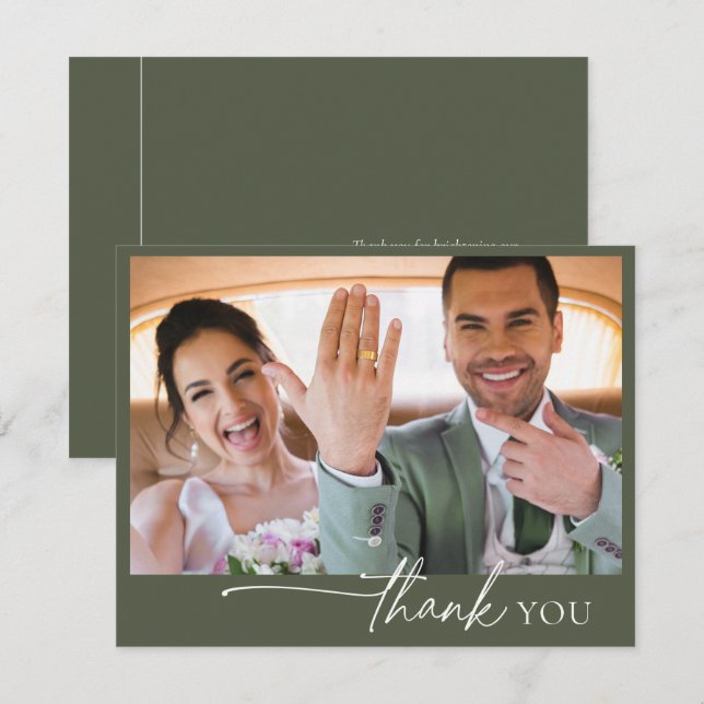 Mariage tout simple Chic Merci Moss Green ID1046 (Devant / Derrière)