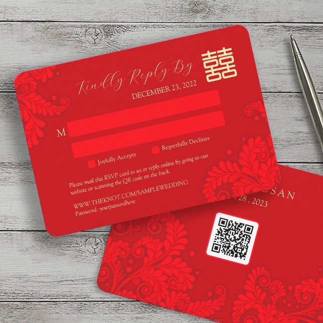 Mariage traditionnel chinois RSVP avec code QR (Créateur téléchargé)