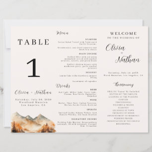 Mariage Tri-Fold Automne Mountain Numéro de table