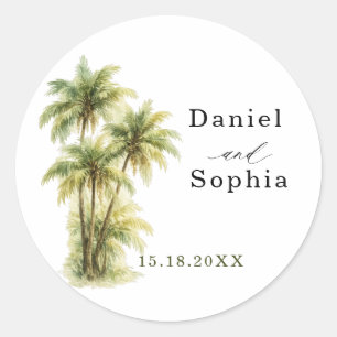 Mariage Tropical Autocollant Palmiers Plage Vert