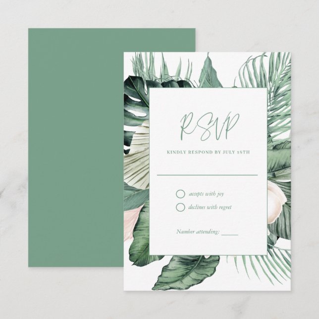 Mariage tropical botanique RSVP (Devant / Derrière)