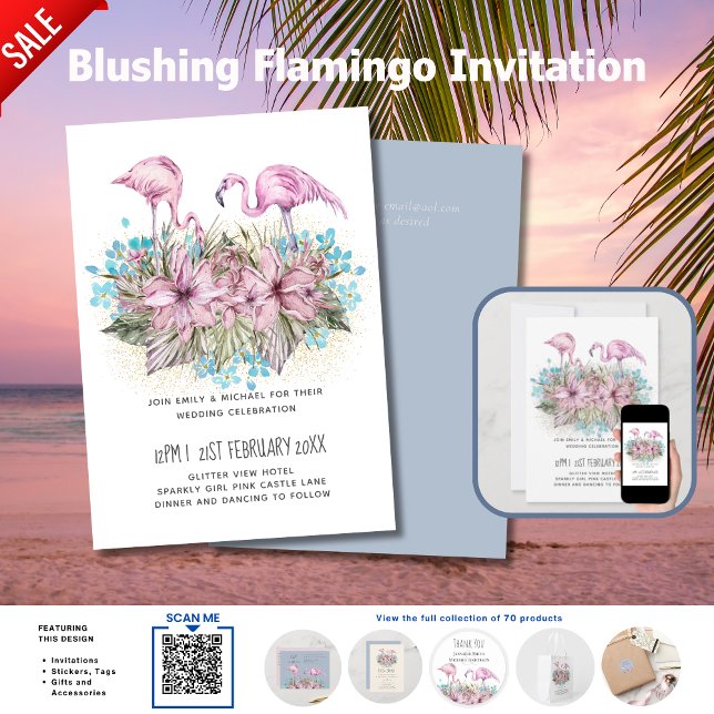 Mariage Tropical de Plage aux Flamants Roses Rougi (Créateur téléchargé)