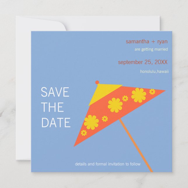 Mariage tropical - enregistrer les cartes de date (Devant)