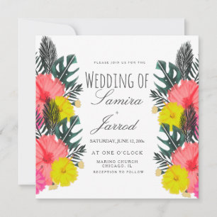 Mariage Tropical Floral Dessiné à la Main Feuille 