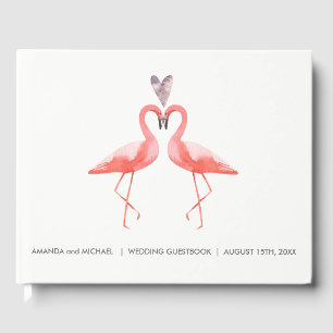 Mariage tropical Livre d'or   flamants aquarelles