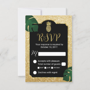 Mariage Tropical moderne ananas Or RSVP