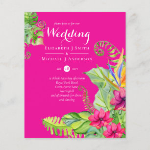 Mariage Tropical Palm Invite Fuchsia Ginger Navy