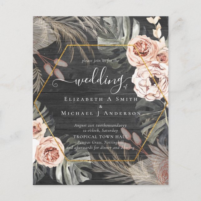 Mariage TROPICAL PAMPAS GRASS à faible coût (Devant)