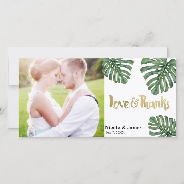 Mariage Tropical Photo Amour & Remerciements Merci (Devant)