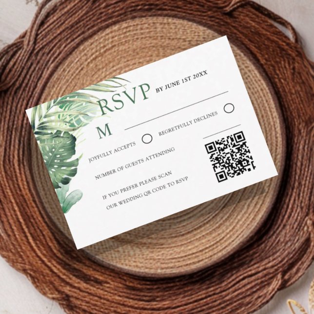 Mariage Tropical Vert Moderne RSVP  (Créateur téléchargé)