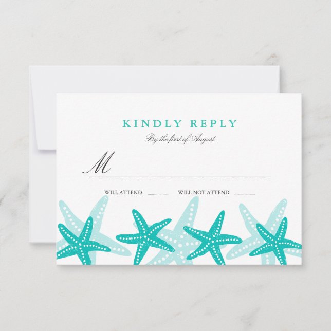 Mariage turquoise de plage Starfish RSVP (Devant)