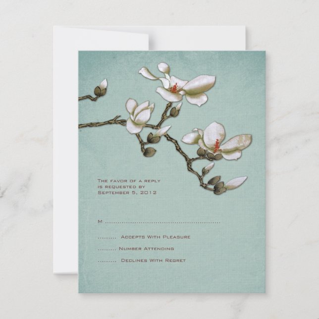 Mariage turquoise et blanc Magnolia RSVP (Devant)