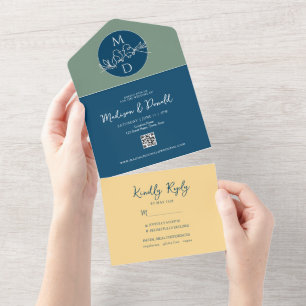 Mariage Turquoise moderne tout en une invitation