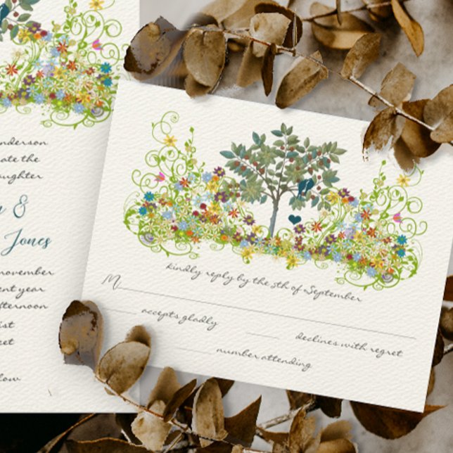 Mariage turquoise Vintage Inséparable Fleur RSVP (Créateur téléchargé)