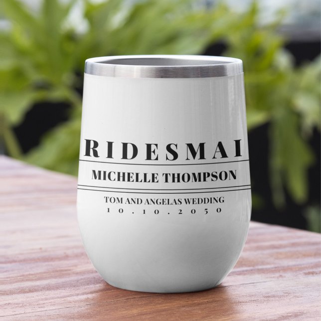 Mariage Typographie Moderne Demoiselle d'Honneur P (Custom personalized Bridesmaid Modern bold lettering wine tumbler)