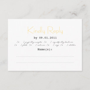Mariage typographique RSVP en gris et jaune