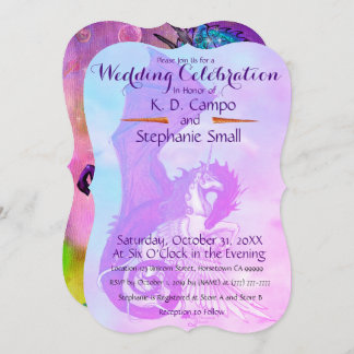 Mariage Unicorn Célébration Invitation Dragon Roug